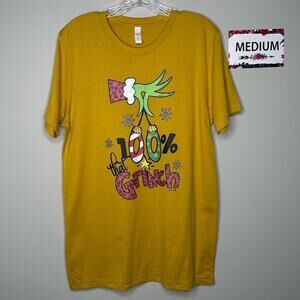 100% That Grinch Medium mustard Christmas Tee - L&B Life